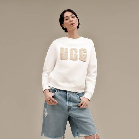 UGG MADELINE FUZZY LOGO CREWNECK SAND