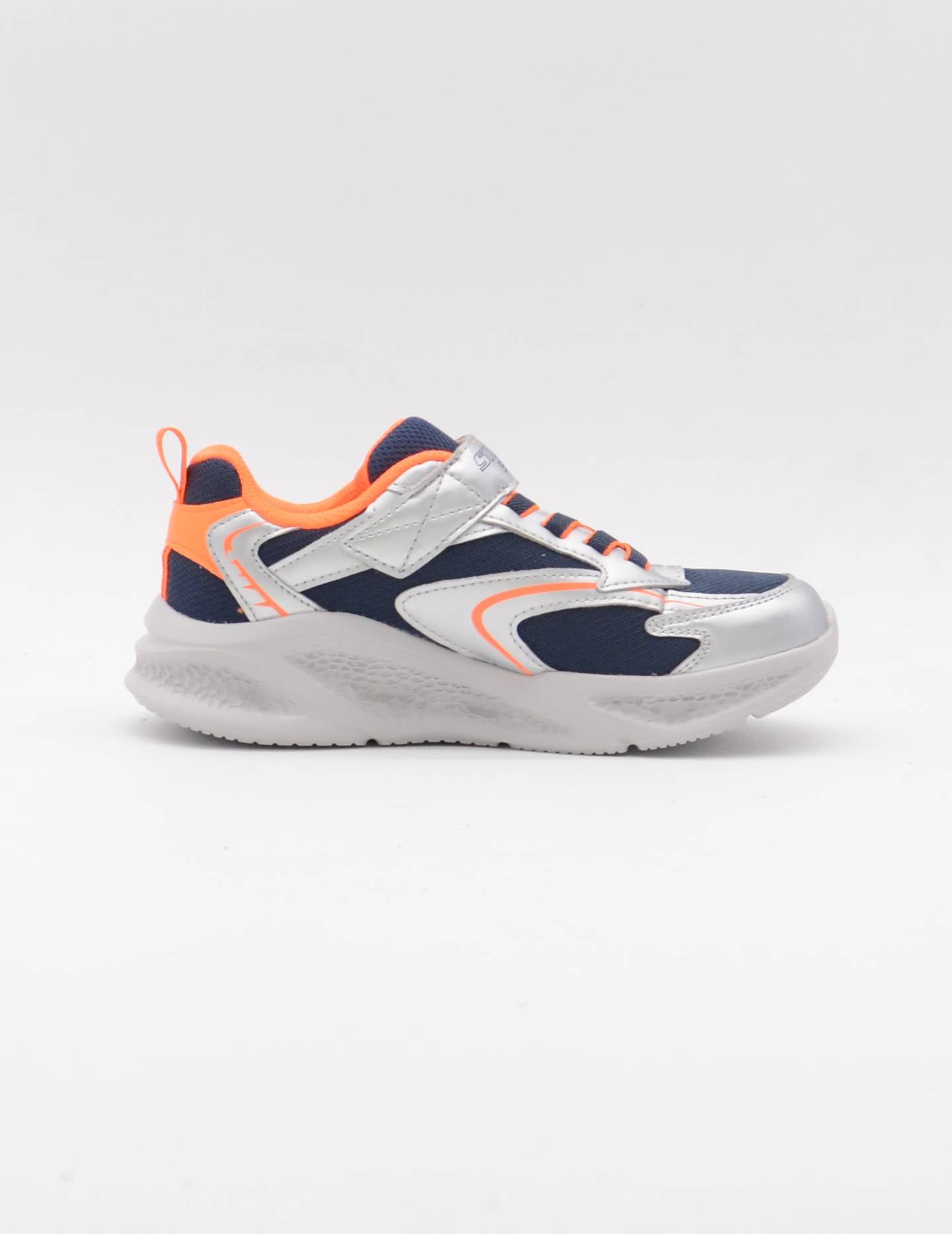 SKECHERS 401497L DEPORTIVO LUCES AZUL NARANJA PLATA