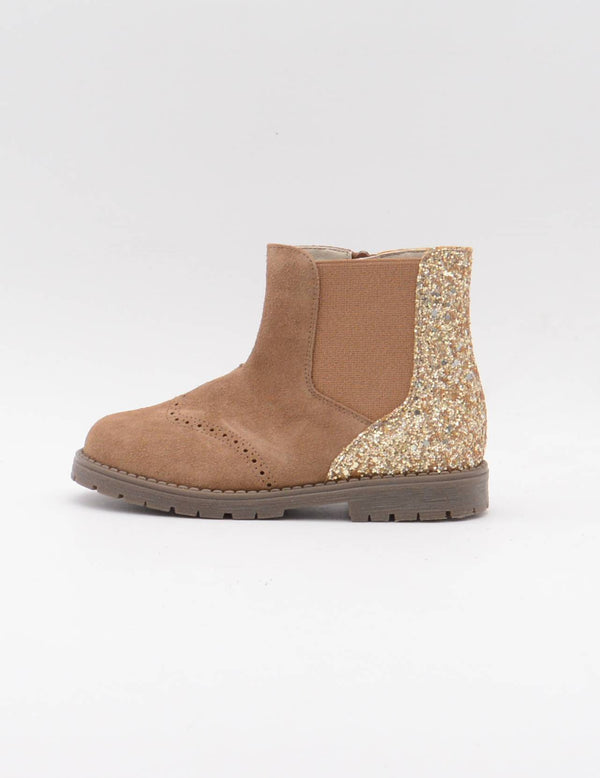 PACHI MP-1037 BOTIN CREMALLERA ANTE TOSTADO GLITTER ORO