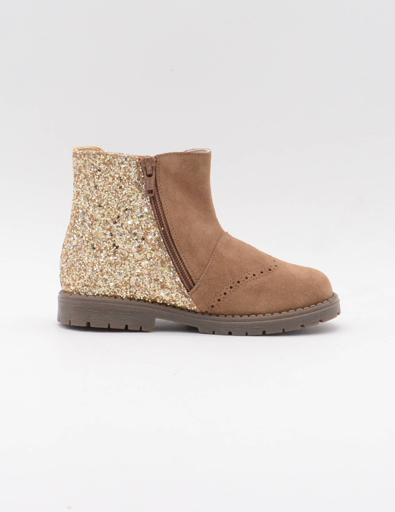 PACHI MP-1037 BOTIN CREMALLERA ANTE TOSTADO GLITTER ORO