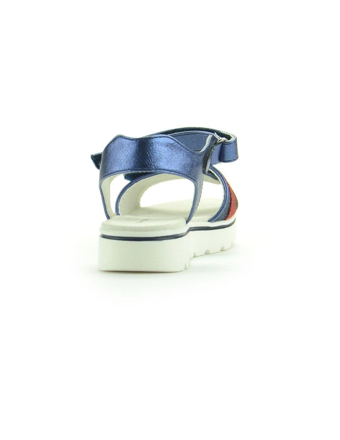 Sandalia Plataforma Azul Velcro