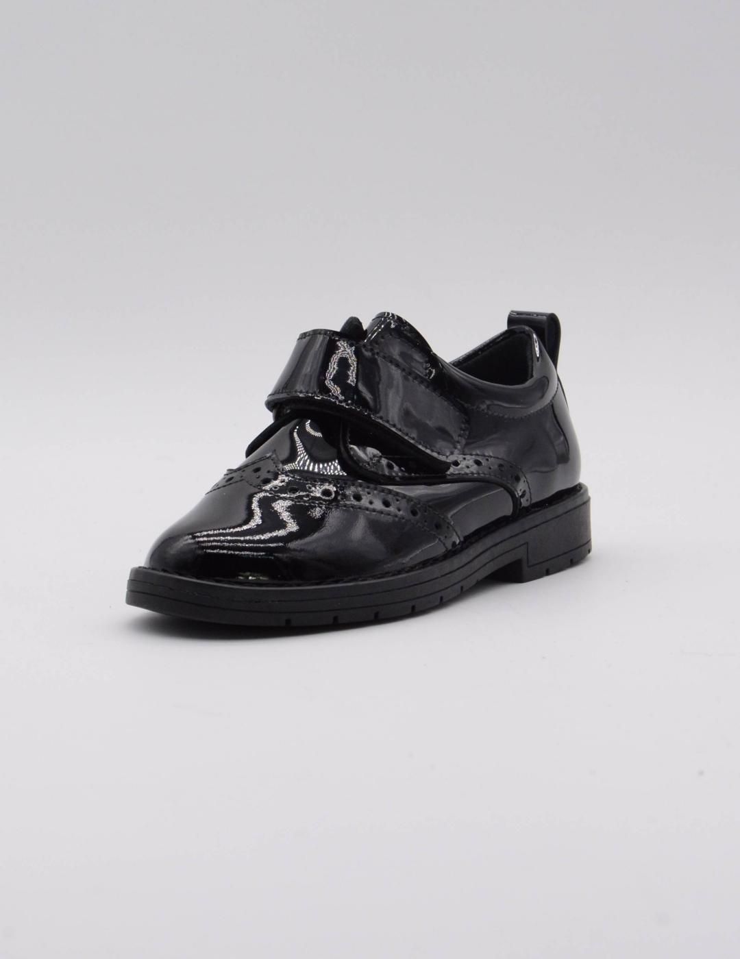 Zapato Charol Negro Velcro