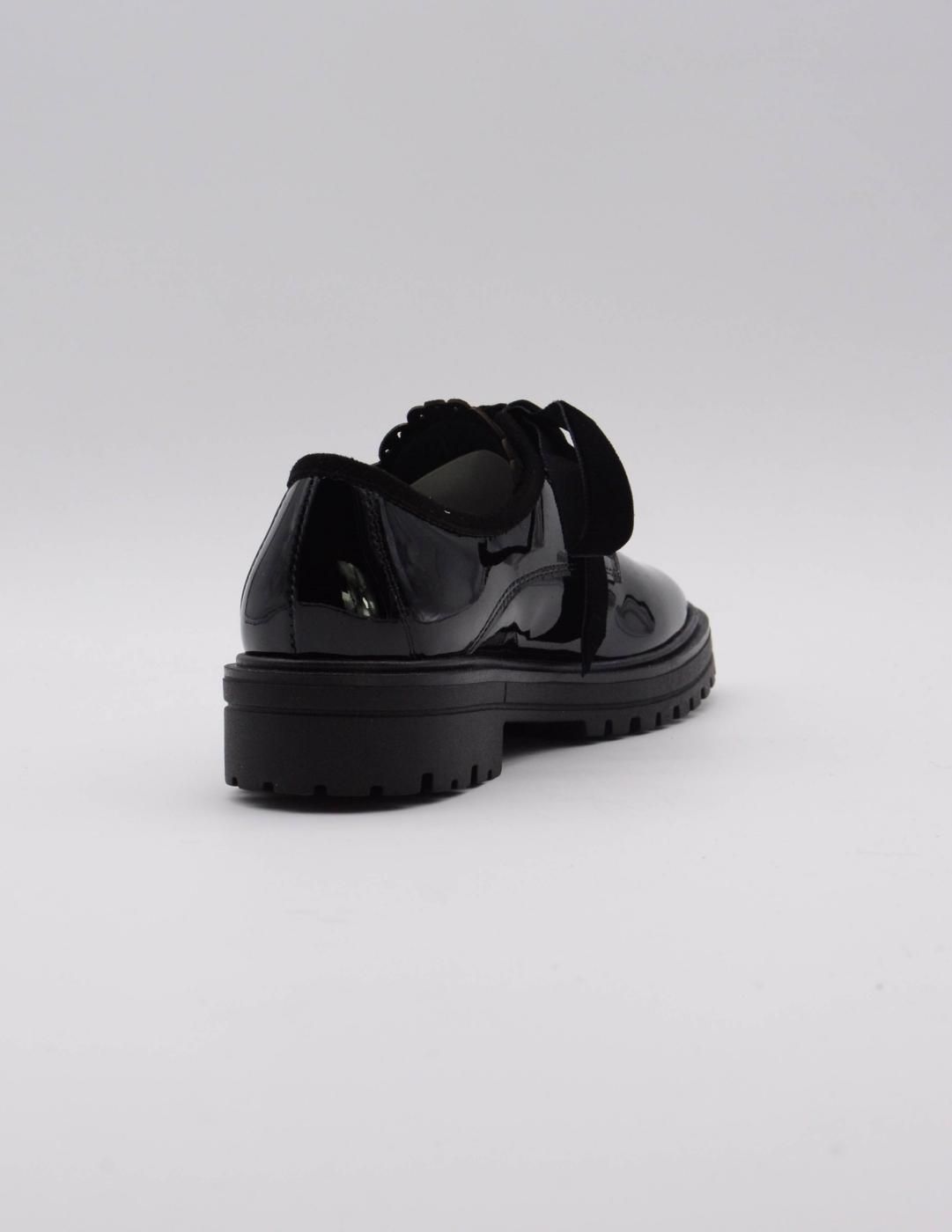 Zapato Charol Negro Cordon Terciopelo