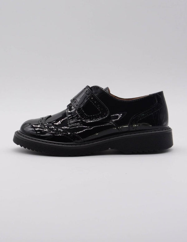 Clarys Zapato Charol Negro Velcro