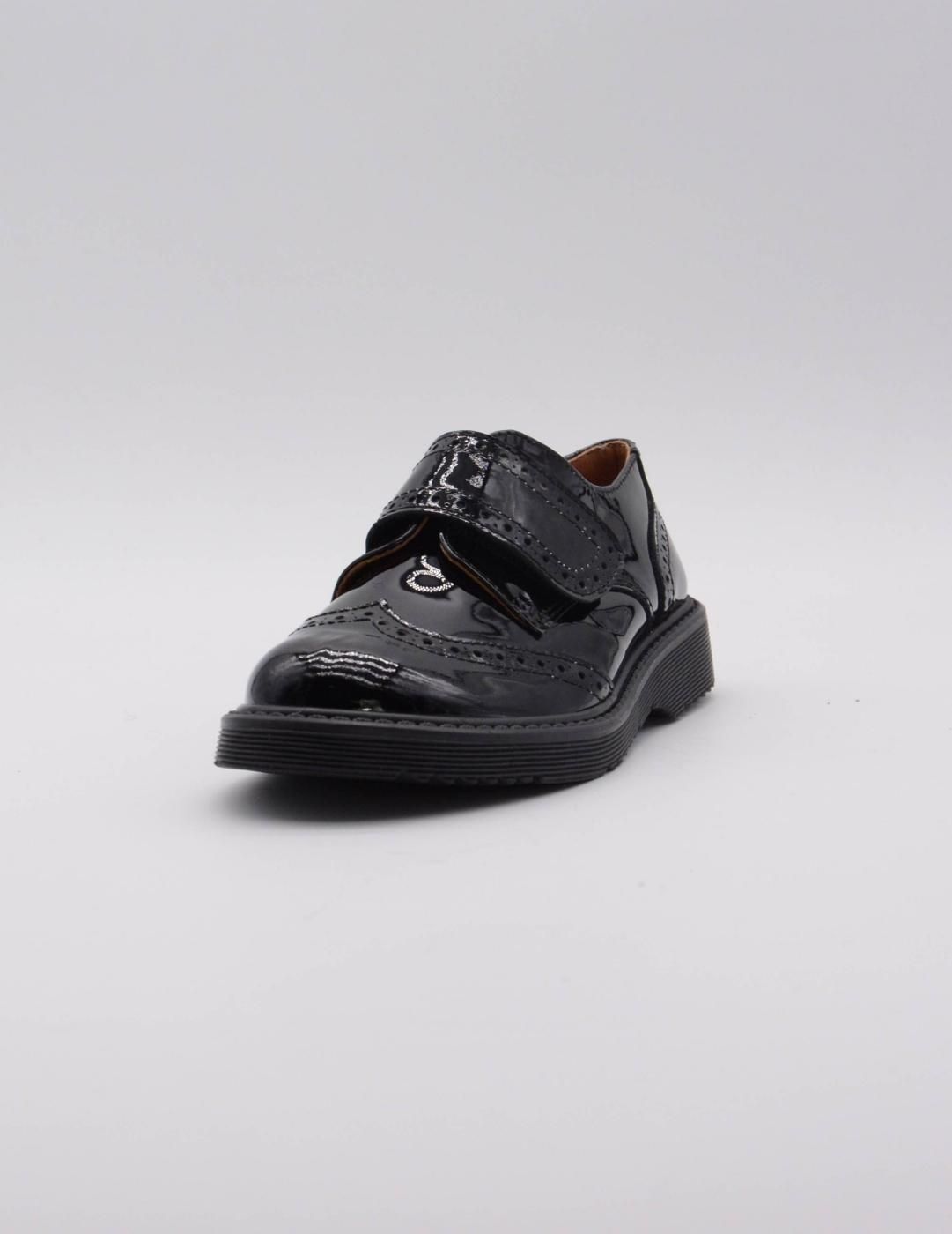 Clarys Zapato Charol Negro Velcro